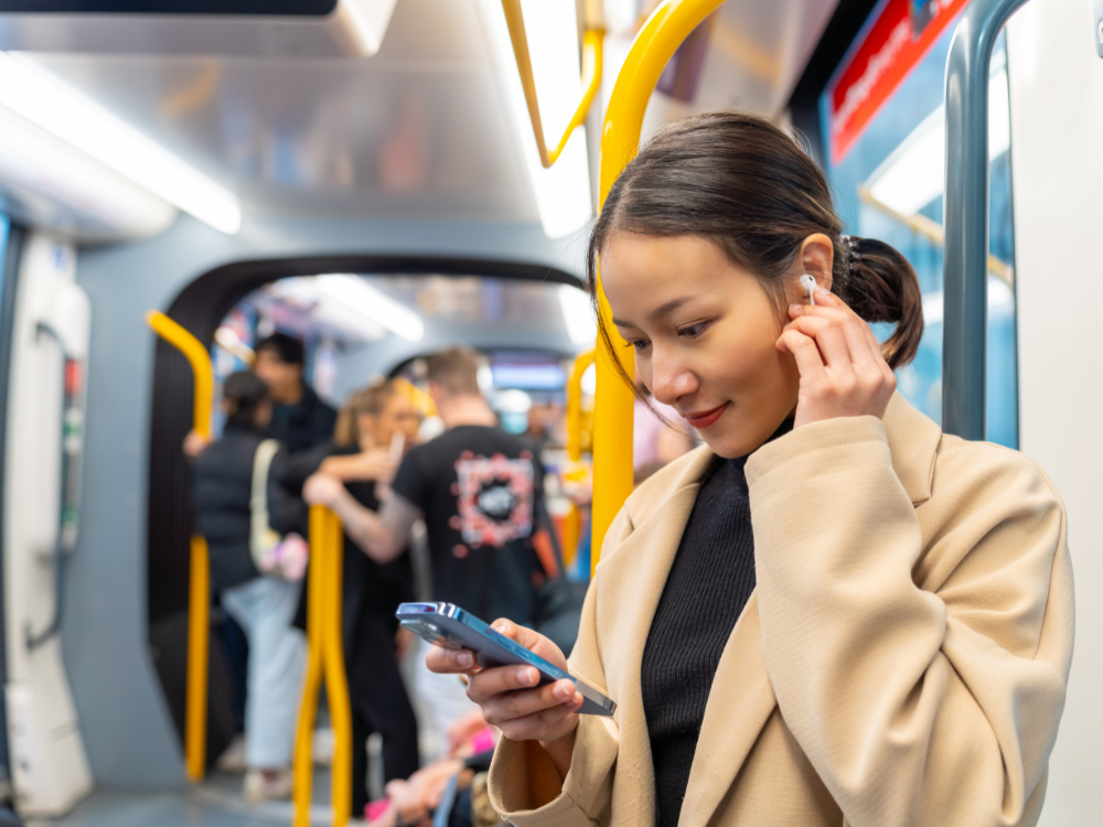 lady looking on phone